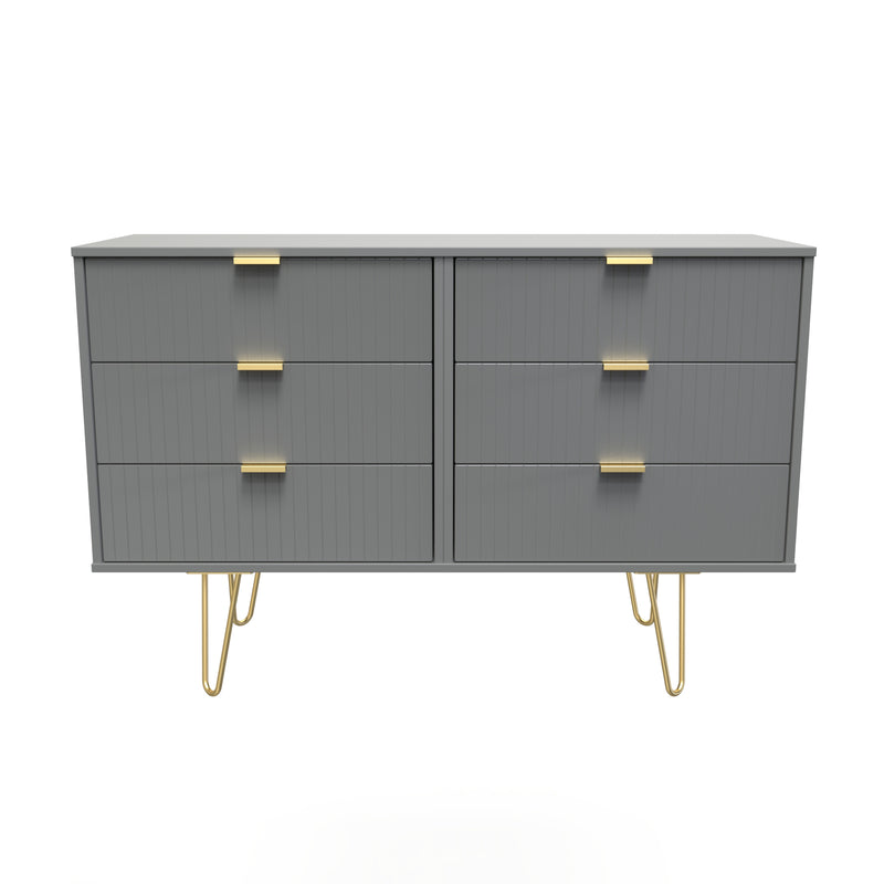 Breda Ready Assembled 6 Drawer Wide Chest in Dusk Grey