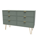 Breda Ready Assembled 6 Drawer Wide Chest in Reed Green
