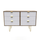 Breda Ready Assembled 6 Drawer Wide Chest in White Matt & Vintage Oak