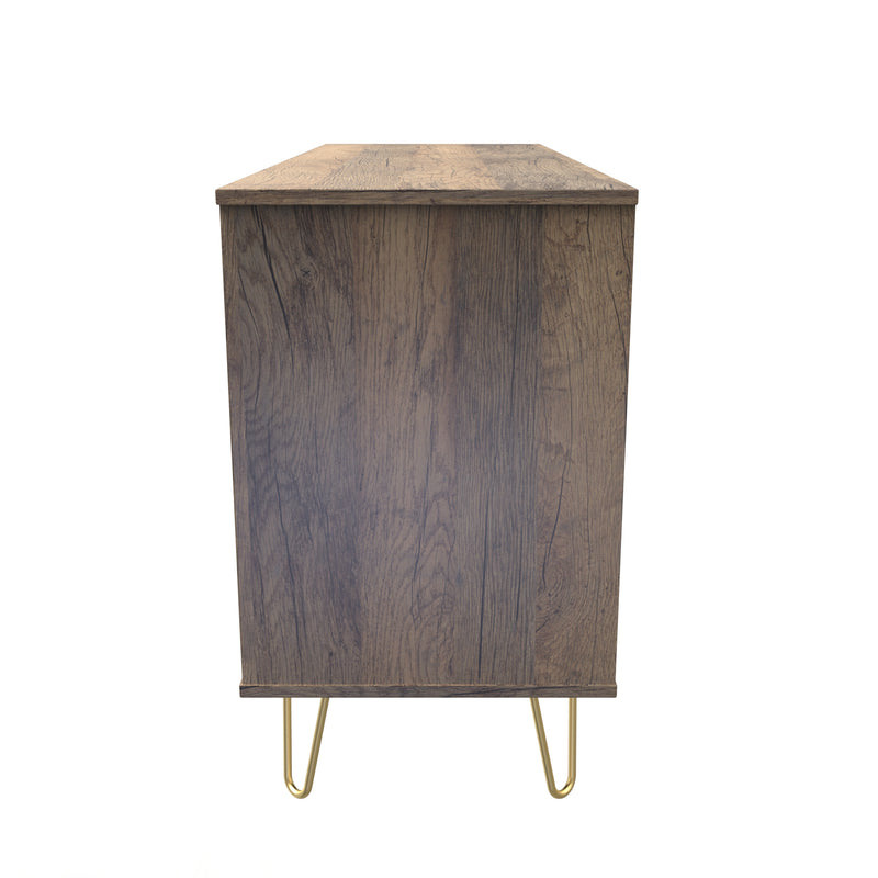 Breda Ready Assembled 6 Drawer Wide Chest in White Matt & Vintage Oak