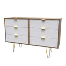 Breda Ready Assembled 6 Drawer Wide Chest in White Matt & Vintage Oak