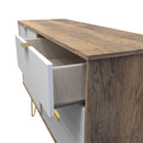 Breda Ready Assembled 6 Drawer Wide Chest in White Matt & Vintage Oak