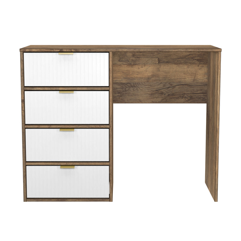 Breda Ready Assembled 4 Drawer Vanity in White Matt & Vintage Oak