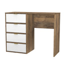 Breda Ready Assembled 4 Drawer Vanity in White Matt & Vintage Oak