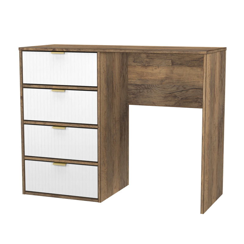 Breda Ready Assembled 4 Drawer Vanity in White Matt & Vintage Oak