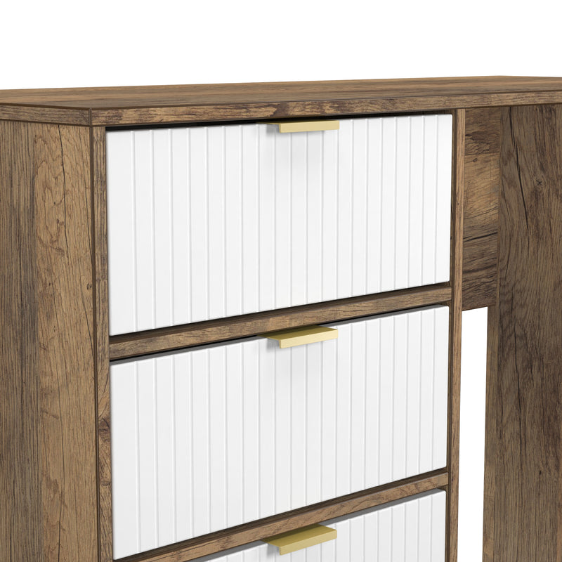 Breda Ready Assembled 4 Drawer Vanity in White Matt & Vintage Oak