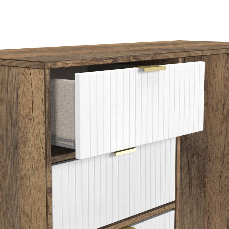 Breda Ready Assembled 4 Drawer Vanity in White Matt & Vintage Oak