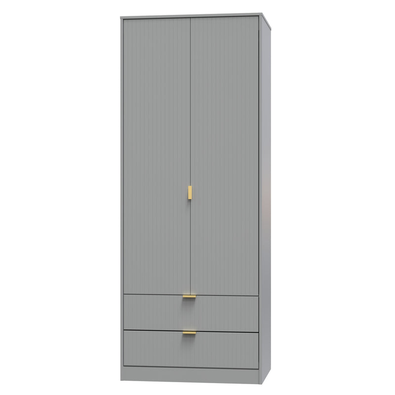 Breda Ready Assembled 2 Door 2 Drawer Wardrobe in Dusk Grey