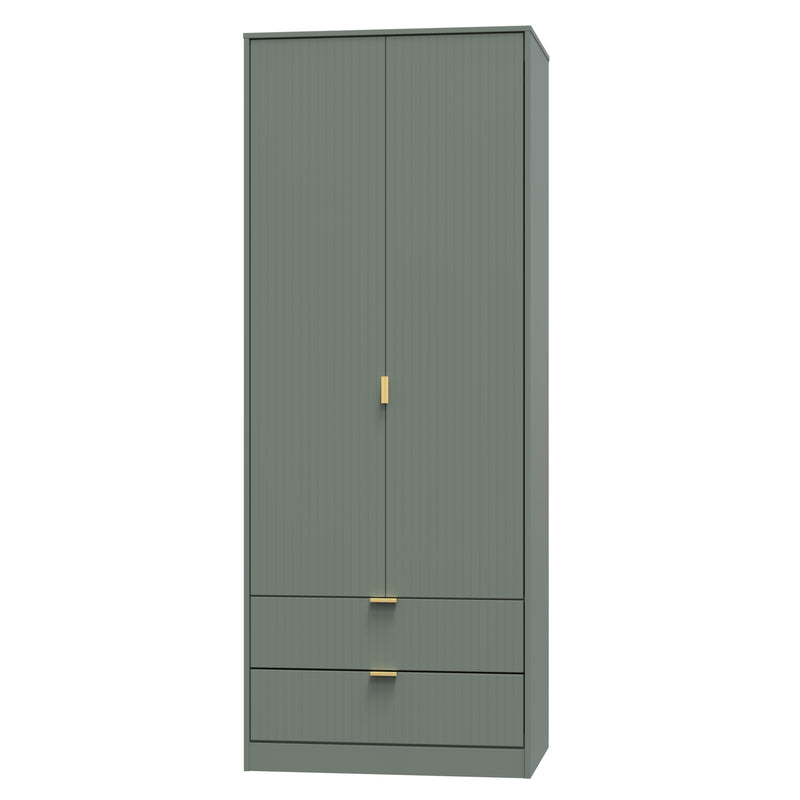 Breda Ready Assembled 2 Door 2 Drawer Wardrobe in Reed Green