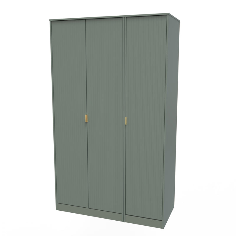 Breda Ready Assembled 3 Door Wardrobe in Reed Green