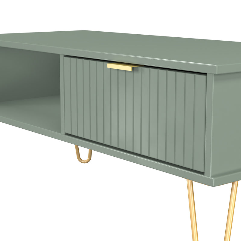 Breda Ready Assembled 1 Drawer Coffee Table in Reed Green