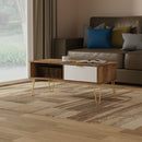 Breda Ready Assembled 1 Drawer Coffee Table in White Matt & Vintage Oak