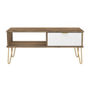 Breda Ready Assembled 1 Drawer Coffee Table in White Matt & Vintage Oak