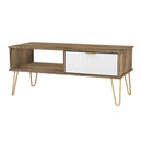 Breda Ready Assembled 1 Drawer Coffee Table in White Matt & Vintage Oak