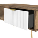 Breda Ready Assembled 1 Drawer Coffee Table in White Matt & Vintage Oak