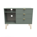 Breda Ready Assembled 3 Drawer TV Unit in Reed Green