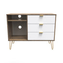 Breda Ready Assembled 3 Drawer TV Unit in White Matt & Vintage Oak