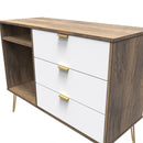 Breda Ready Assembled 3 Drawer TV Unit in White Matt & Vintage Oak