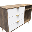 Breda Ready Assembled 3 Drawer TV Unit in White Matt & Vintage Oak