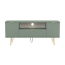 Breda Ready Assembled 2 Door 1 Drawer Wide TV Unit In Reed Green