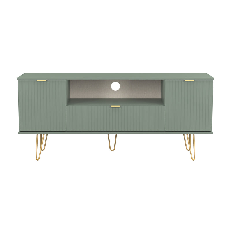 Breda Ready Assembled 2 Door 1 Drawer Wide TV Unit In Reed Green