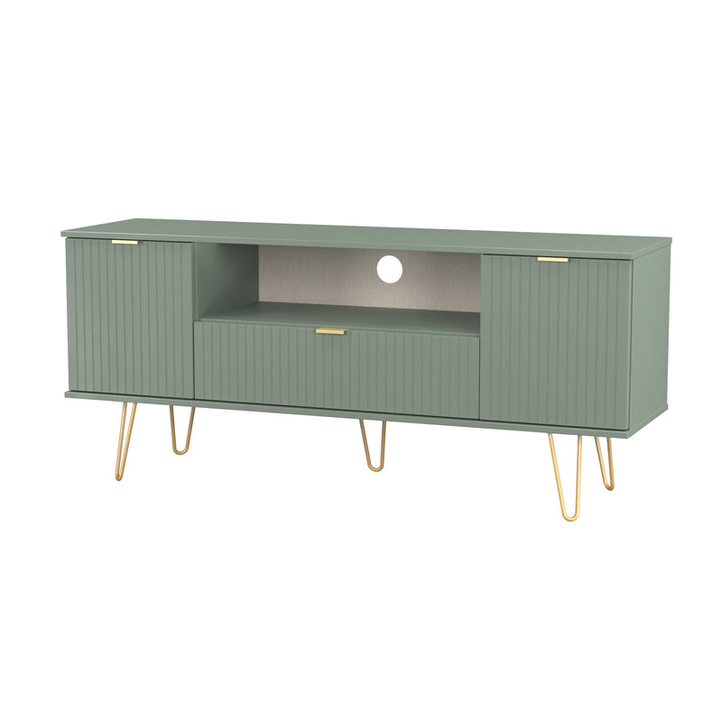 Breda Ready Assembled 2 Door 1 Drawer Wide TV Unit In Reed Green