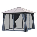 Outsunny Hardtop Gazebo with Aluminium Frame and Curtains 3 x 3m - Black