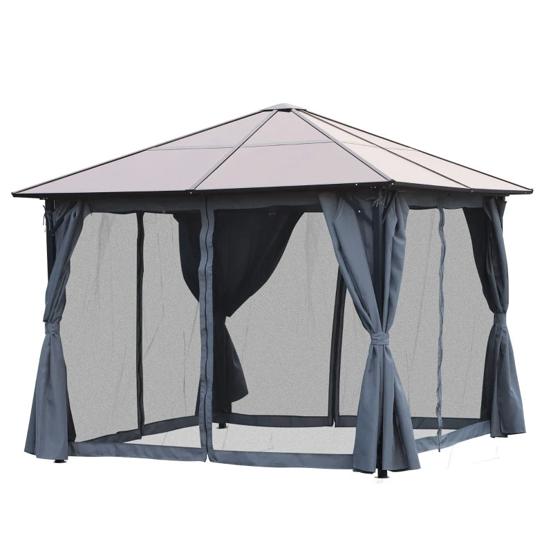 Outsunny Hardtop Gazebo with Aluminium Frame and Curtains 3 x 3m - Black