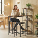 HOMCOM 3Pcs Breakfast Bar Table and Stools Set 4-tier shelving, Rustic Brown