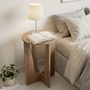 HOMCOM Round Side Table, End Table with Curved Legs Coffee Wood Effect