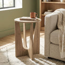 HOMCOM Round Side Table, End Table with Curved Legs Coffee Wood Effect