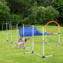 PawHut Pet Agility Training Equipment Dog Play Run Jump Obedience Training Set Carry Bag Adjustable (Pole + Hoop + Hurdle+Tunnel + Lunch Box)