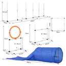 PawHut Pet Agility Training Equipment Dog Play Run Jump Obedience Training Set Carry Bag Adjustable (Pole + Hoop + Hurdle+Tunnel + Lunch Box)