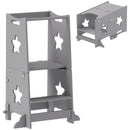 AIYAPLAY 2-in-1 Toddler Step Stool With Safety Rail For Kitchen, Grey