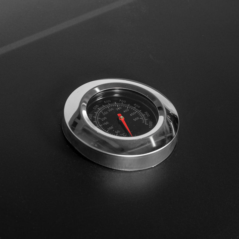 Outsunny Charcoal Grill BBQ Trolley Wheels Shelf Side Thermometer Steel Black