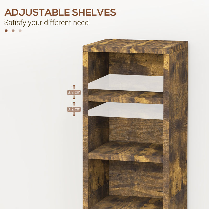 HOMCOM Set Of 2 CD Storage Units With Adjustable Shelves Rustic Brown