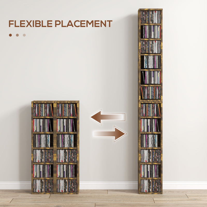 HOMCOM Set Of 2 CD Storage Units With Adjustable Shelves Rustic Brown