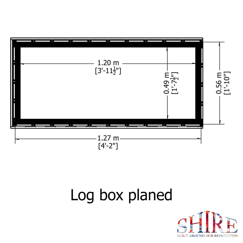 Pressure Treated Log Box In Planed Finish
