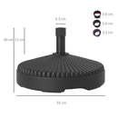 Outsunny Garden Parasol Base, 28kg Sand Filled, 23kg Water Filled, Black