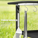 Outsunny Outdoor Grill Cart, Pizza Oven Stand with Adjustable Shelf, Hooks