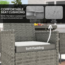 Outsunny 4 Seater Rattan Garden Furniture Set With Cushion