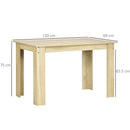 HOMCOM Dining Table For 4-6 People, Wood Effect Tabletop, Oak