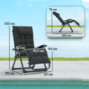 Outsunny 2 PCS Reclining Zero Gravity Chair Folding Lounger Cushion Black