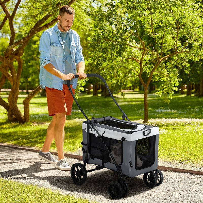 PawHut Foldable Pet Stroller W/ Detachable Carrier, Soft Padding