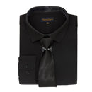 Gianni Savicci Long Sleeve Shirt & Tie Set - Black