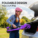 AIYAPLAY Electric Scooter For Kids, 3 Wheel Foldable Kids Scooter, Purple