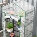 Outsunny 5 Tier Mini Greenhouse Grow House w/ Roll Up Door, White/Grey
