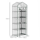 Outsunny 5 Tier Mini Greenhouse Grow House w/ Roll Up Door, White/Grey
