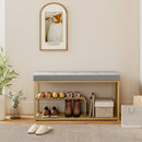 HOMCOM Shoe Storage Bench with Seat Cushion Tufted Shoe Rack Bench Grey