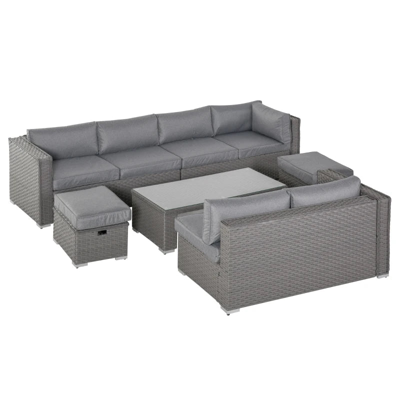 Outsunny Outdoor Rattan Sofa Corner Set 6 Piece - Grey